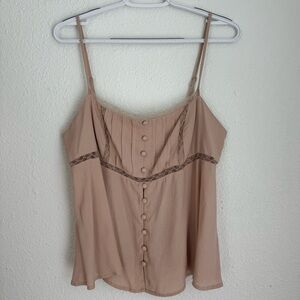 Wild Fable light ballet pink babydoll tank top cami lace button down size M